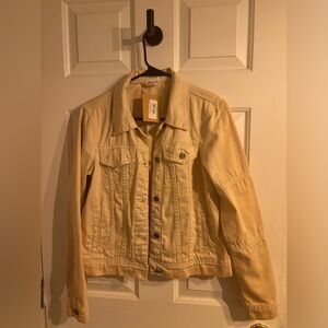 Wish list tan/tea colored jean jacket. New with tags. Size small.